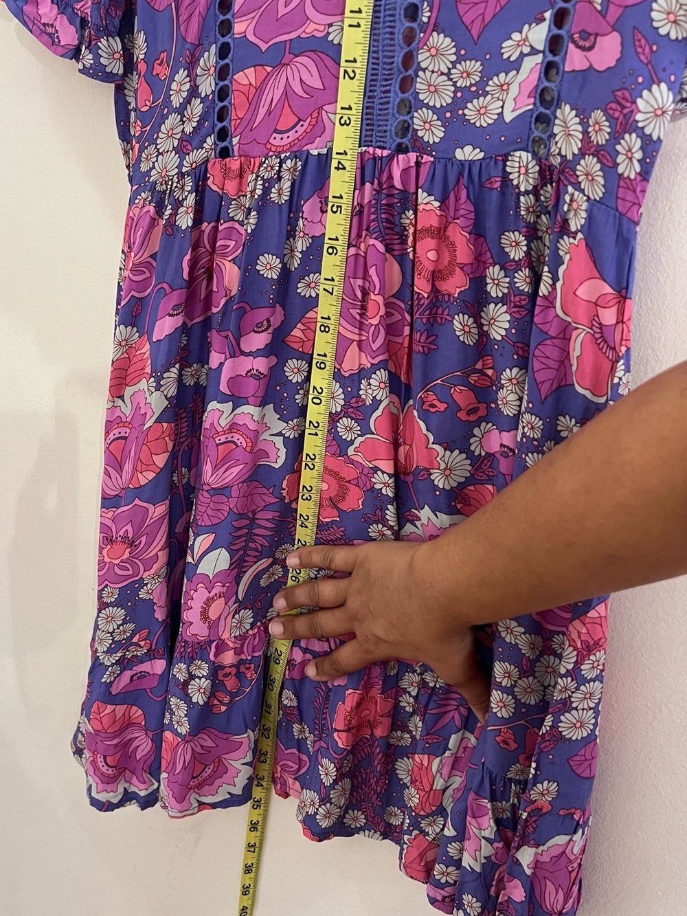 Rusttydustty Womens M Purple Pink Retro Floral Tiered Babydoll Boho Dress NWT - Picture 8 of 12